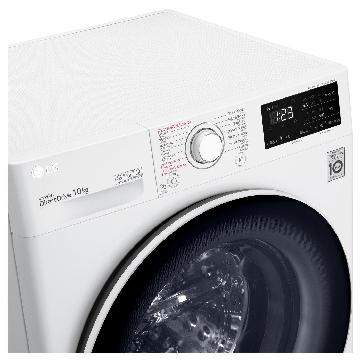 Máy giặt lồng ngang thông minh LG AI DD 10kg FV1410S5W - Hàng chính hãng