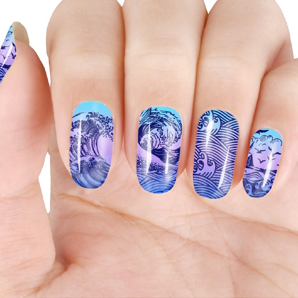 Tấm dập hình cá heo và biển cả dùng trang trí móng nghệ thuật