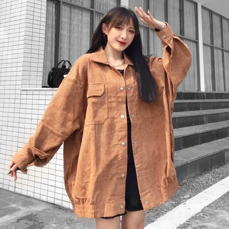 Áo khoác bomber nhung nữ nam unisex gió jacket cúc bấm form rộng local brand ulzzang phong cách hàn quốc đep