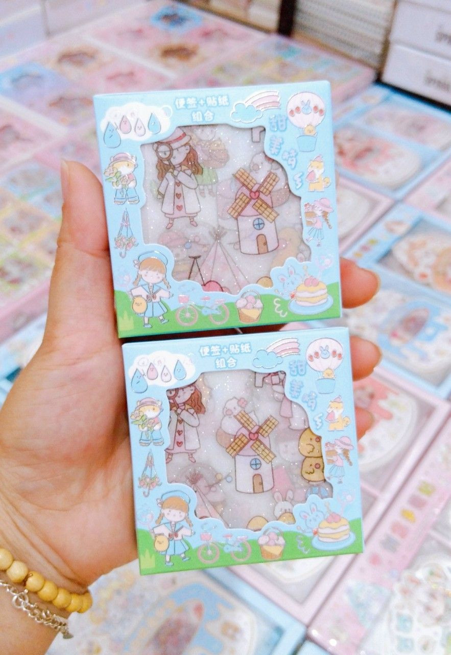 Set Sticker Kèm Giấy Xếp Hạc Siêu Cute