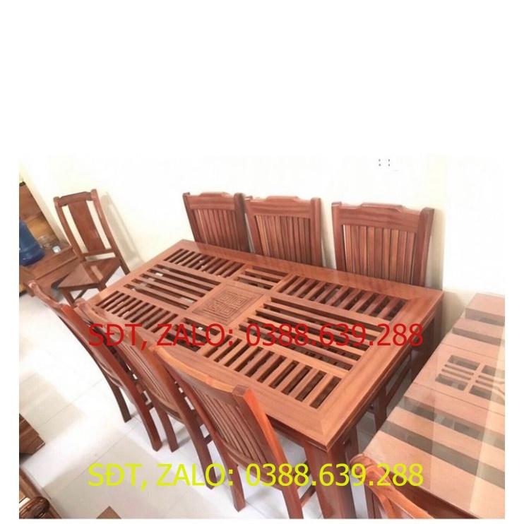 Bộ Bàn Ăn Nan Triện, Ghế 7 Nan Gỗ Xoan Đào