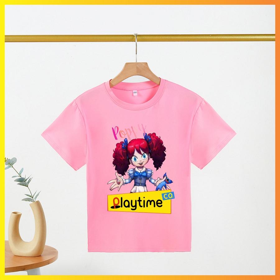 Áo thun trẻ em in hình Poppy Playtime màu hồng cho bé gái cực yêu