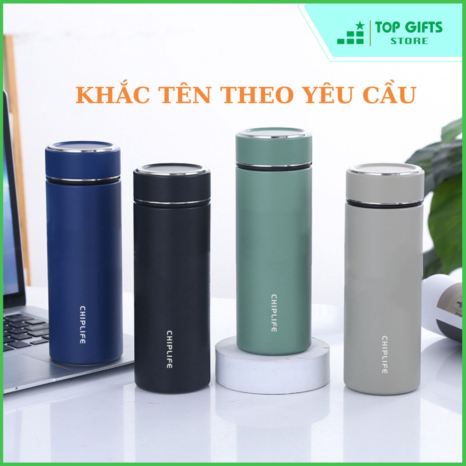 Bình giữ nhiệt khắc tên TopGift BGN156 dung tích 500ml - 4 màu