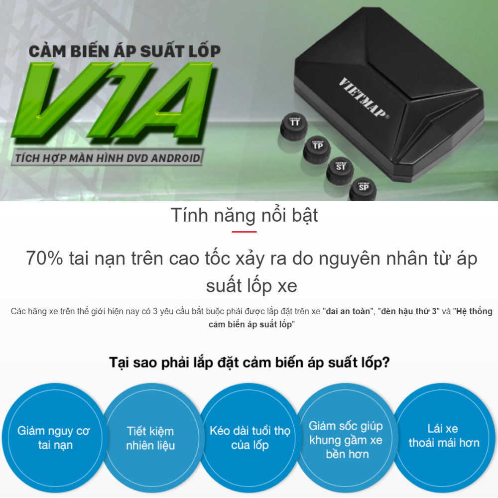 Cảm Biến Áp Suất Lốp TPMS VIETMAP V1A - Hàng Chính Hãng