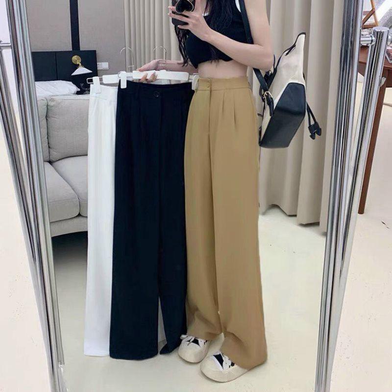 Quần tây nữ ống rộng lưng thun có bốn màu trắng, đen, xanh mint, nâu
