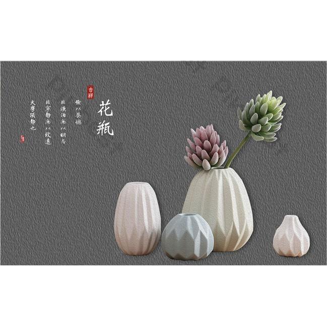 Tranh dán tường Bình hoa sen sang trọng, tranh dán tường 3d hiện đại MS970176