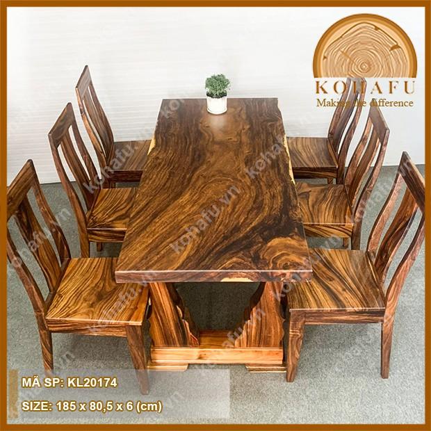 Mặt bàn dài gỗ me tây nguyên tấm, vuông mặt và uốn lượn tự nhiên vân cực đẹp, dài 180 - 200 (cm) Kohafu