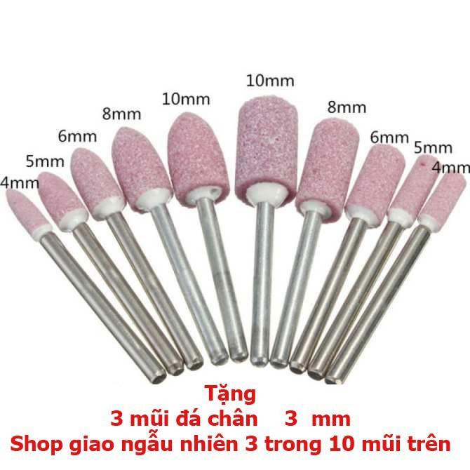 Mũi mài khắc phay gỗ nhựa mài kim loại mũi hợp kim vonfram chân 3ly đầu 6mm tặng 3 mũi đá chân 3ly