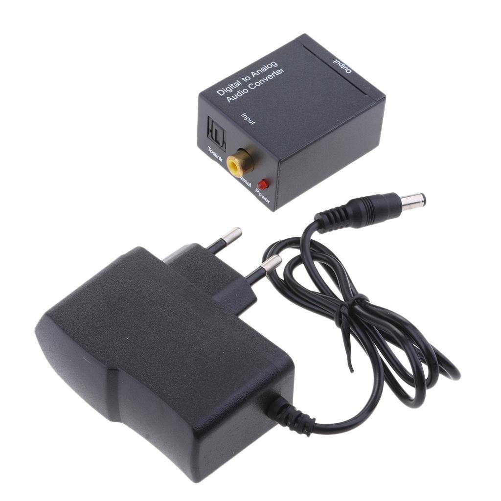 Digital Optical Coax to Analog RCA Audio Converter Adapter with EU plug