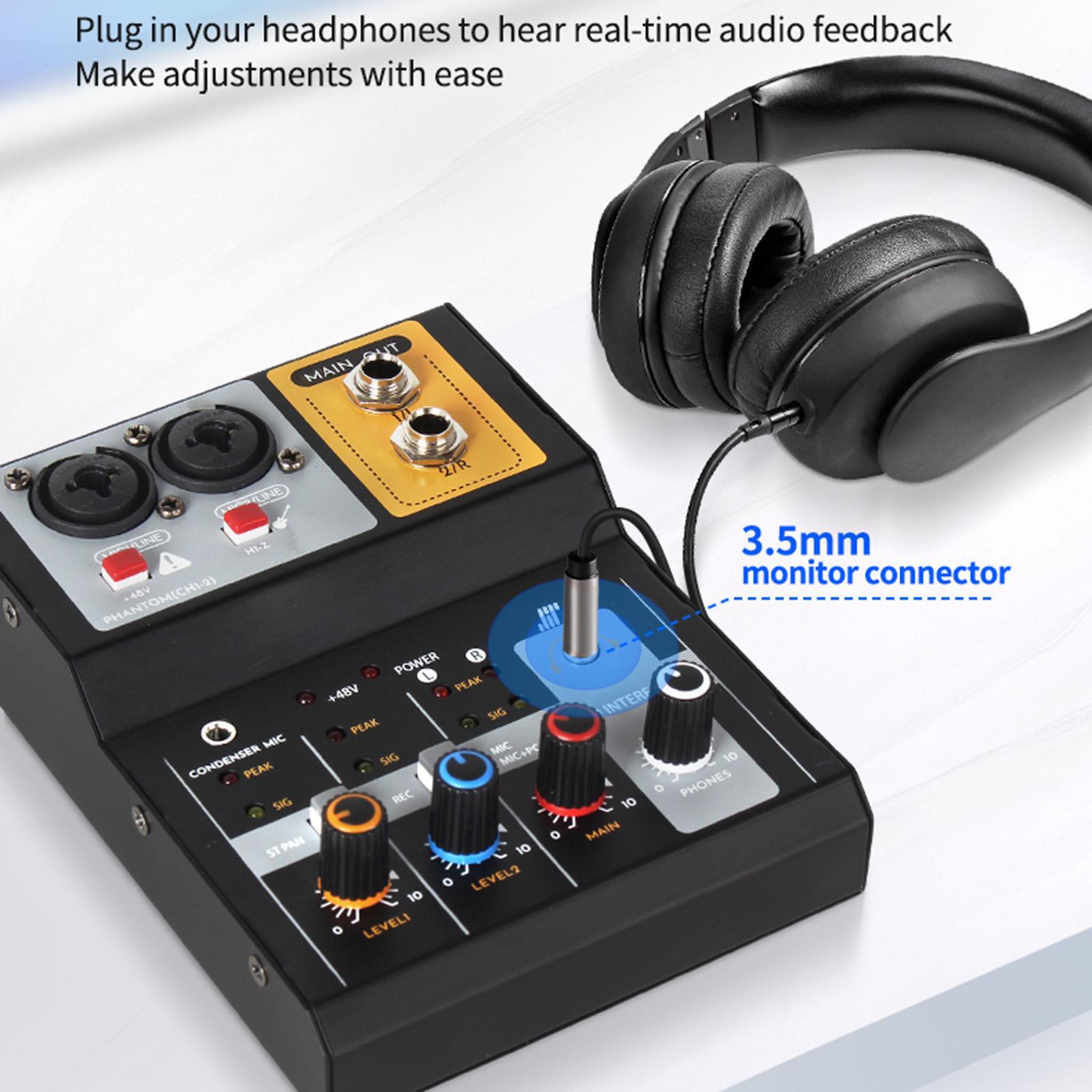 Mini Audio Mixer 48V Mini Sound Board Console for Live KTV