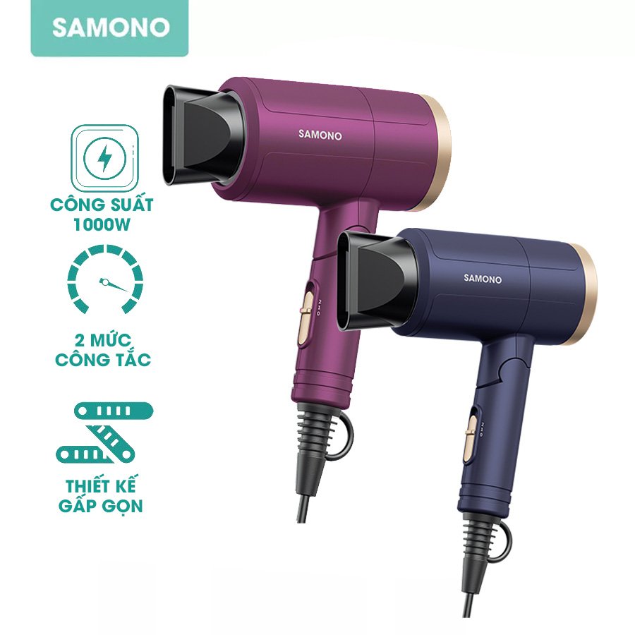 Máy sấy tóc gấp gọn tiện lợi SAMONO SW-HDB11 công suất 1000W - Hàng chính hãng