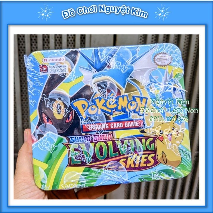 [SIZE 2] Thẻ Bài Pokemon Hộp Sắt Hàng Siêu Đẹp Chuẩn - Loại Đẹp 43 Thẻ Bài Và 3 Túi Thẻ Vip