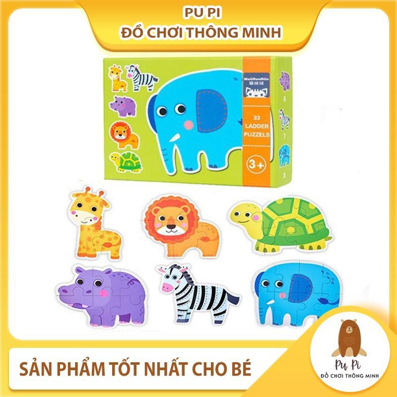 Đồ Chơi Xếp Hình, Bộ Ghép Hình Puzzle Bằng Gỗ Size To 6 Chủ Đề Động Vật Cho Bé, Phát Triển Trí Tuệ Cho Trẻ