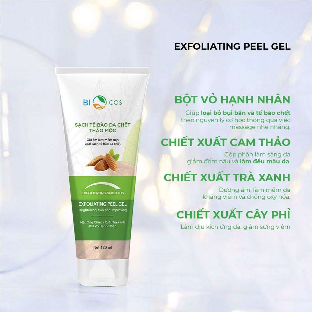 Tẩy Da Chết Thảo Mộc BIOCOS 120ml - Exfoliating Peel Gel Sạch Da, Dưỡng Ẩm, Sáng Mịn