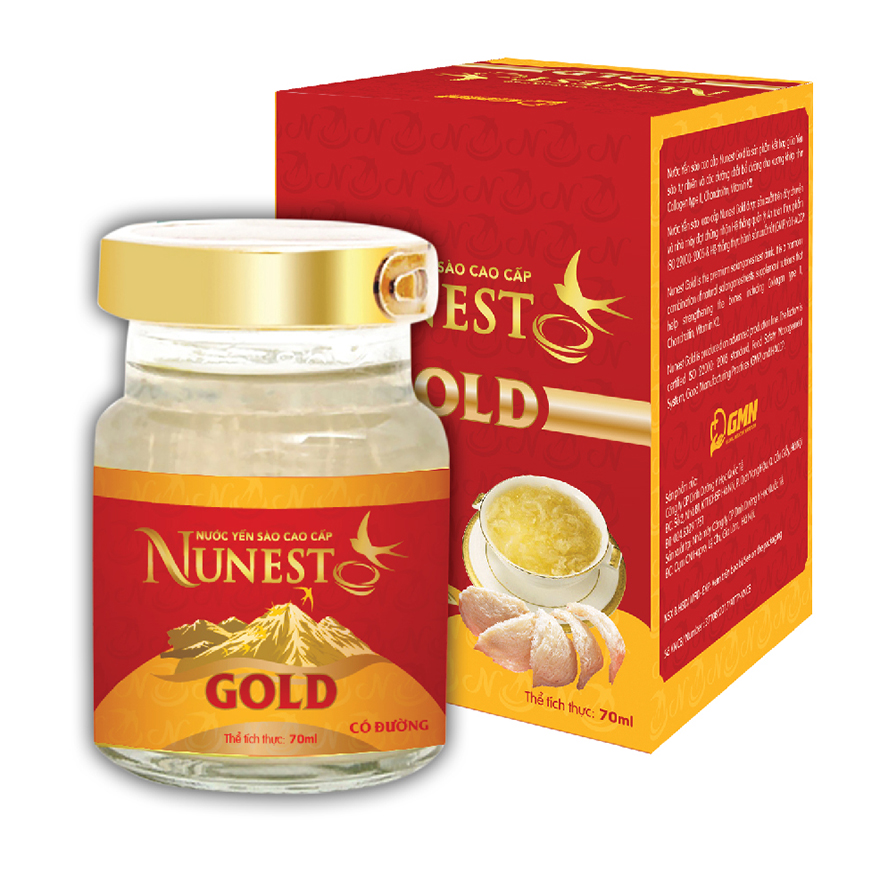 Lốc yến sào collagen vitamin K2 Nunest Gold (6 lọ x 70ml)