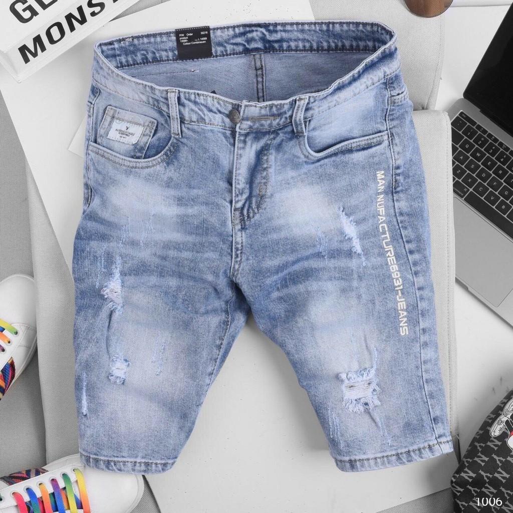 Quần Short Jean Nam, Quần Bò Ngố Nam Cao Cấp Mẫu Mới Siêu Đẹp OBOK Fashion QSN1006