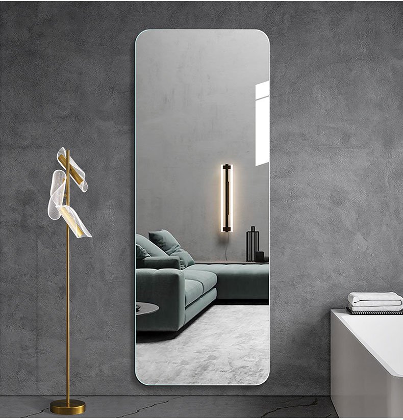 Gương led toàn thân treo tường, gương toàn thân có đèn led cảm ứng hình bo cạnh kích thước 40x120cm HK1010