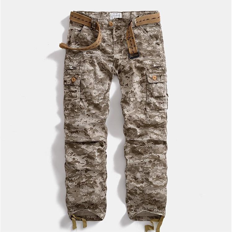 Quần dài kaki túi hộp phong cách Retro_dã ngoại - camo đen
