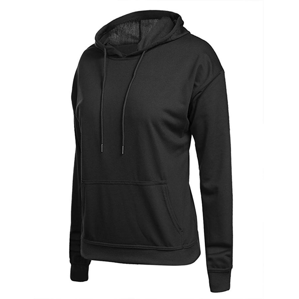 Womens Long Sleeve Pullover Jumper Kangaroo Pocket Sweatshirt Hoodie Plus Size