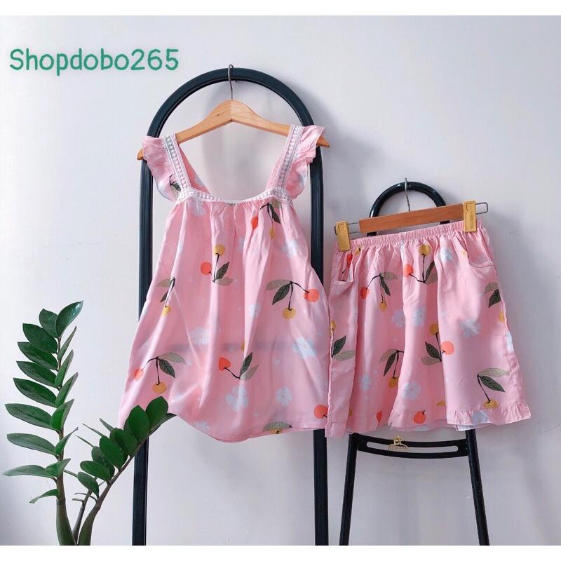 Bộ ngủ 2 dây,đò bộ nữ,bộ lanh đùi mặc nhà siêu mát BN 360 hoạ tiết dễ thương size 45-70kg.