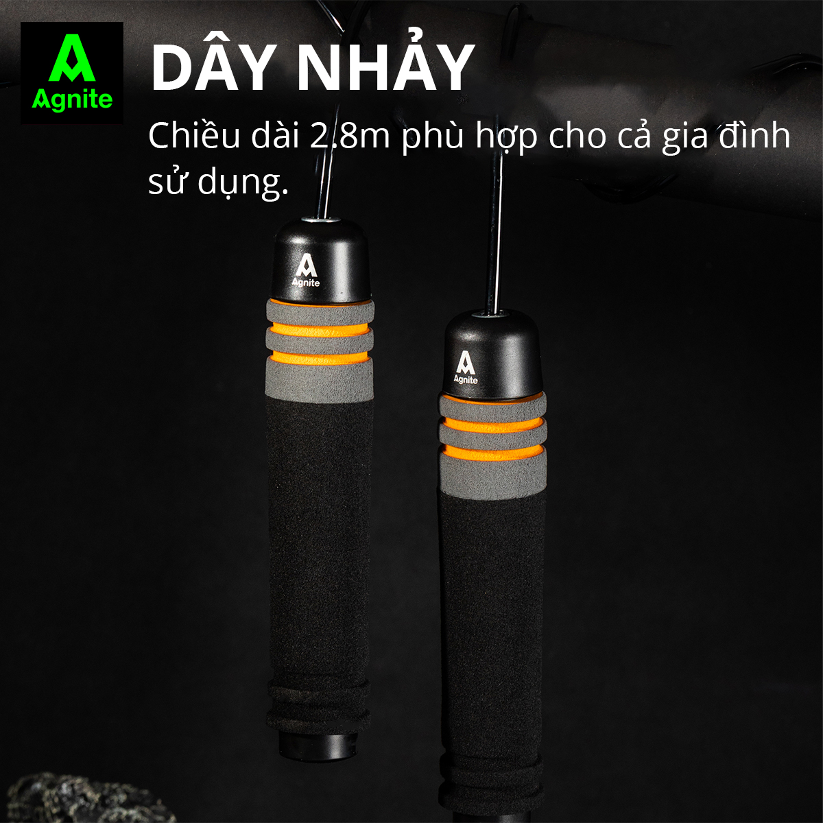 Dây nhảy thể dục lõi thép, dây PVC đếm số tự động Agnite - dây nhảy tại nhà hỗ trợ giảm cân, tập luyện tại nhà, boxing, muaythai