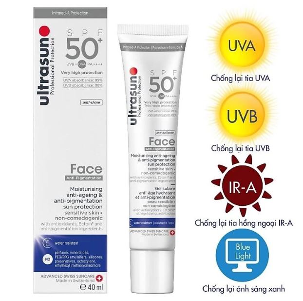 Kem Chống Nắng 4 Tác Động Chống Lại 4 Tia Ultrasun Face Anti Age &amp; Anti - Pigmentation SPF 50+ 40ml