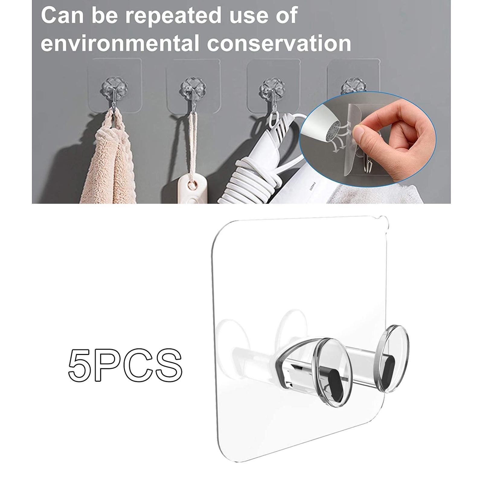 5x Heavy Duty Self Adhesive Wall Hooks Waterproof for Bathroom Kitchen Hooks