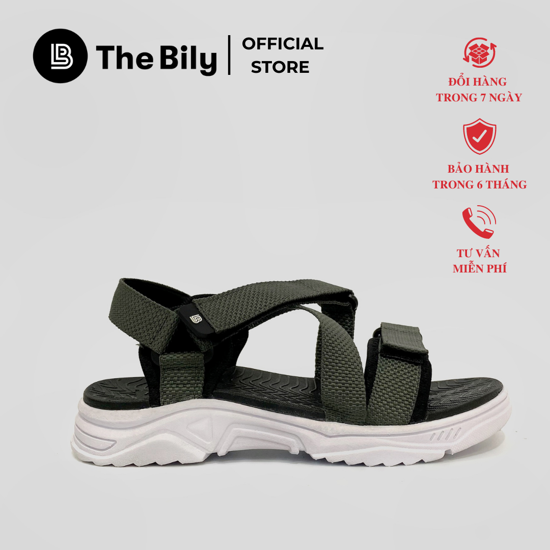 Giày Sandal Nam The Bily Quai Chéo Đôi -  Đế Trắng Lót Đen Màu Xám BLDTMD02