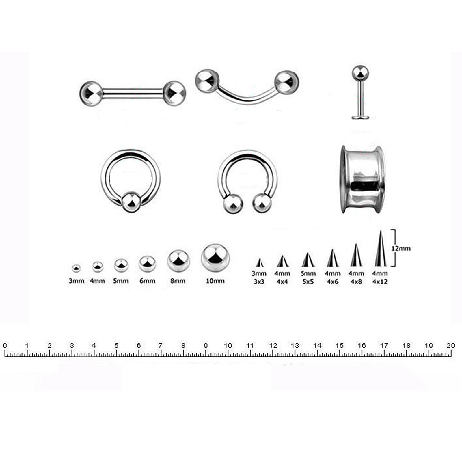 5Pcs Multi Ear Ring Bar Barbell Body Piercing Jewelry Ear Studs Crystal Beads