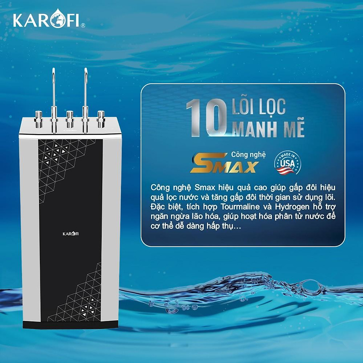 Máy lọc nước nóng lạnh 2 vòi Karofi KAD-D950 - Hàng chính hãng