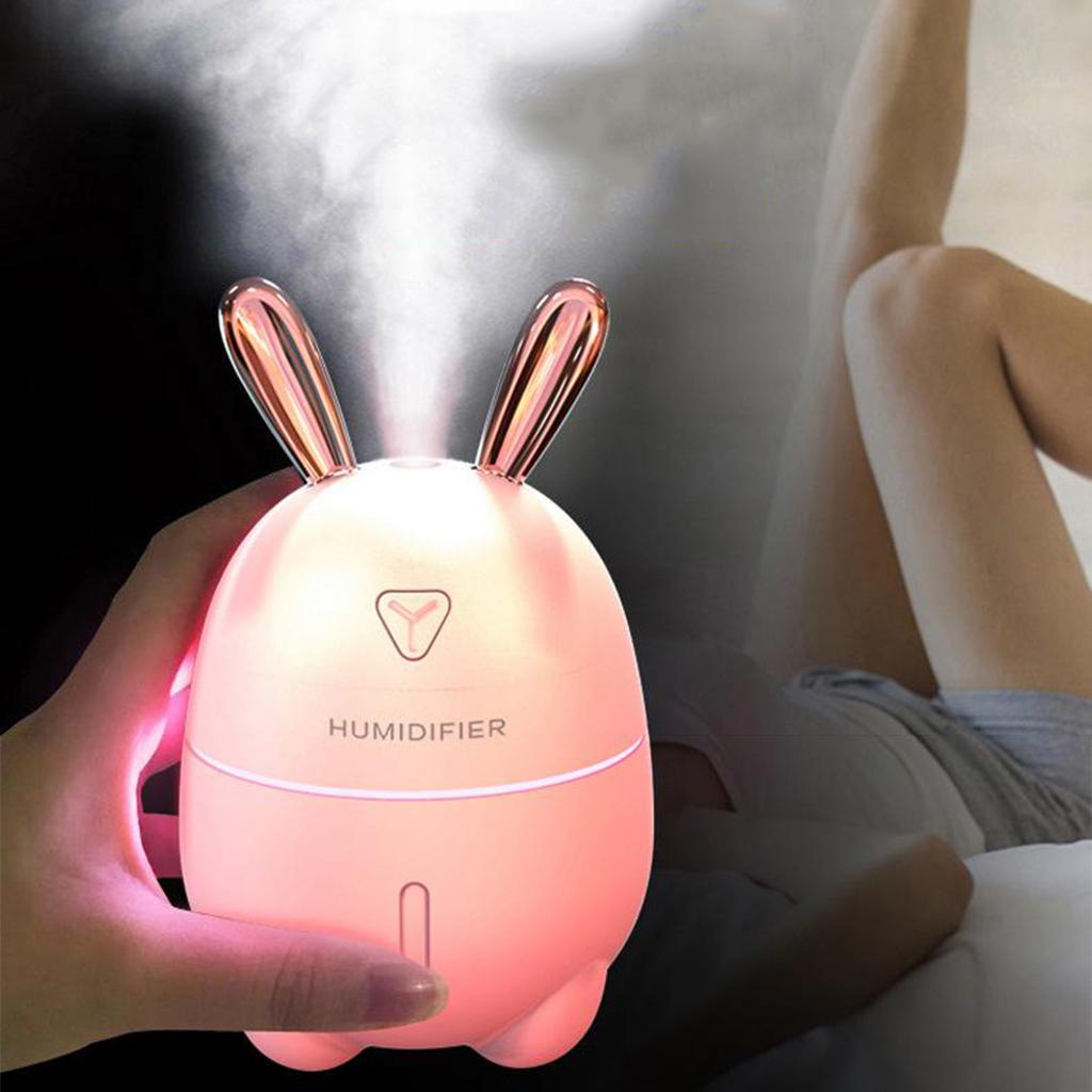 USB Humidifier 300ml Mini Portable Humidifier with 7-Color LED Night Light Auto-Off Ultra-Quiet for Bedroom Baby Child