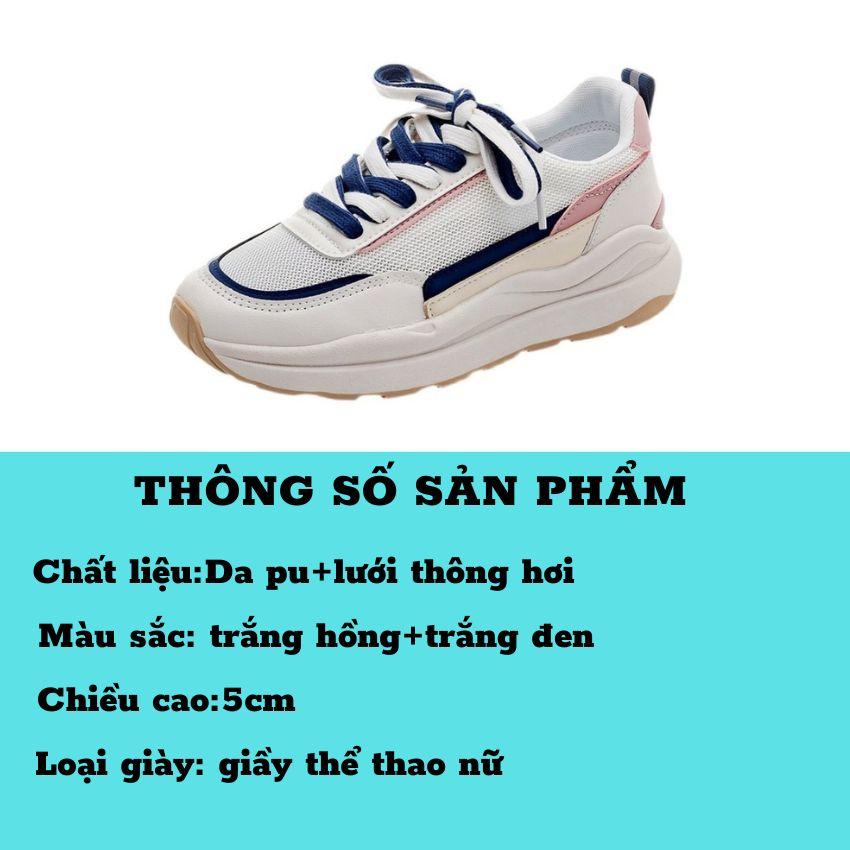 Giày Thể Thao Nữ Độn Đế Cao Cấp Mẫu Mới 2022,Giày Nữ Màu Trắng Đế Độn 5cm Tôn Dáng Êm Chân Thông Hơi năng động GTTN07