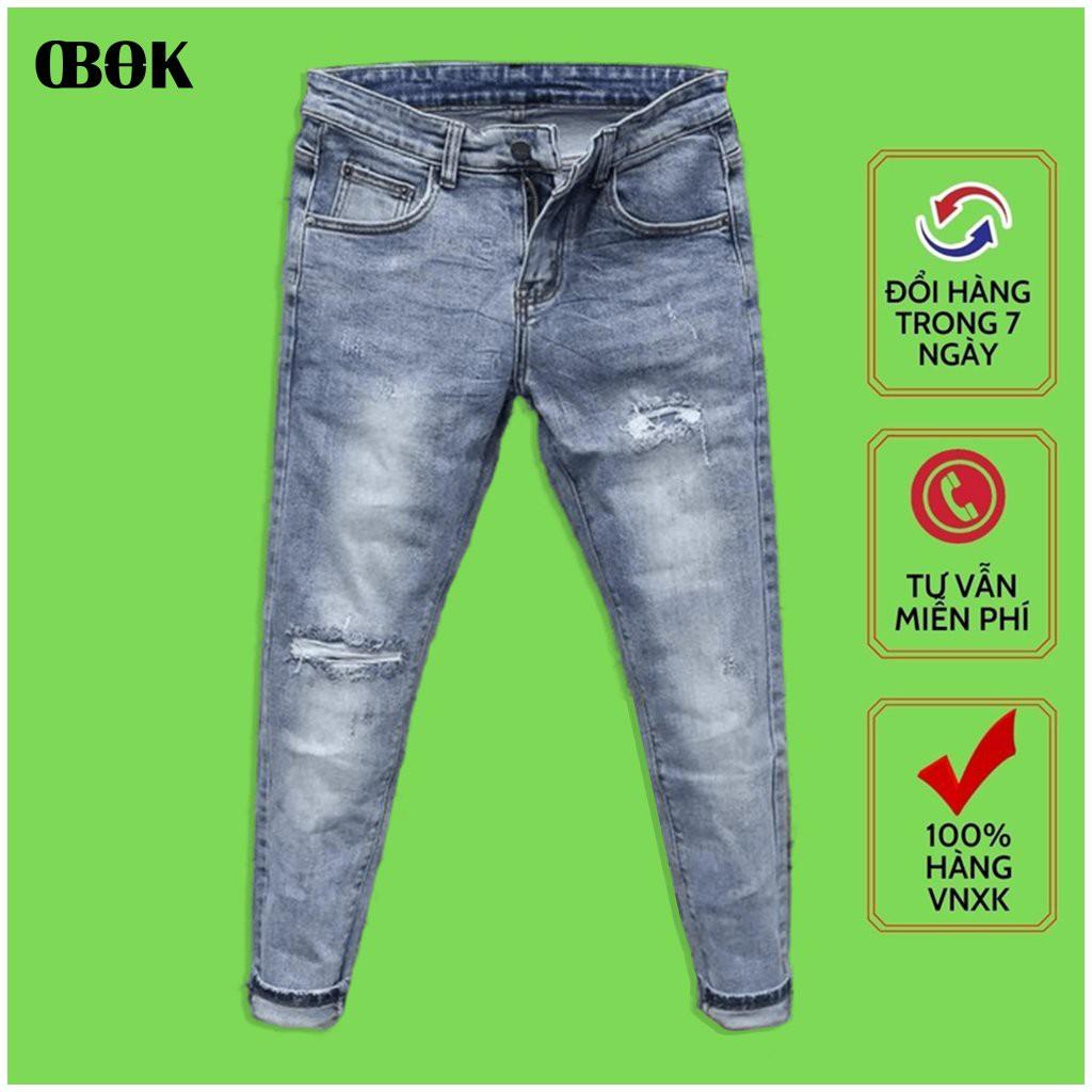 Quần Jean Nam Ống Suông, Quần Bò Nam Cạp Chun Co Giãn Mẫu Mới 2021 OBOK Fashion QJN3336