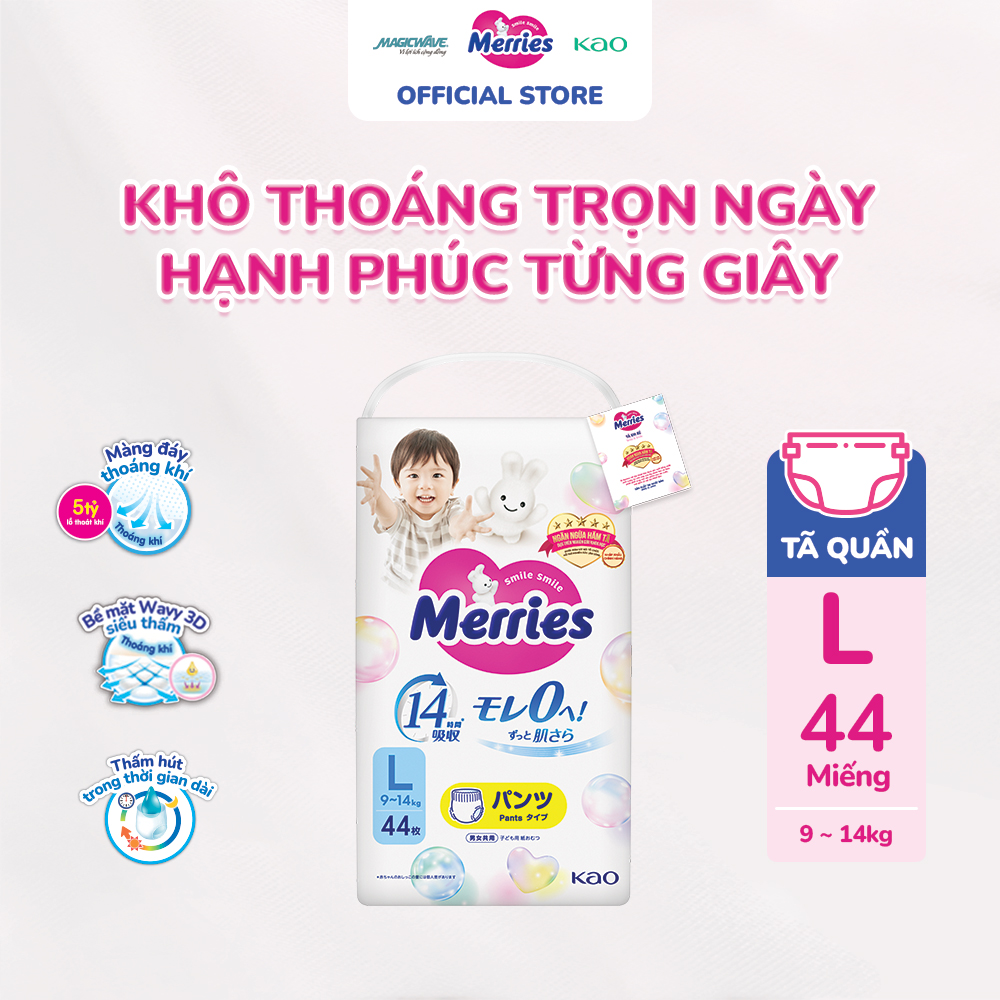 Combo 3 túi Tã quần Merries L44
