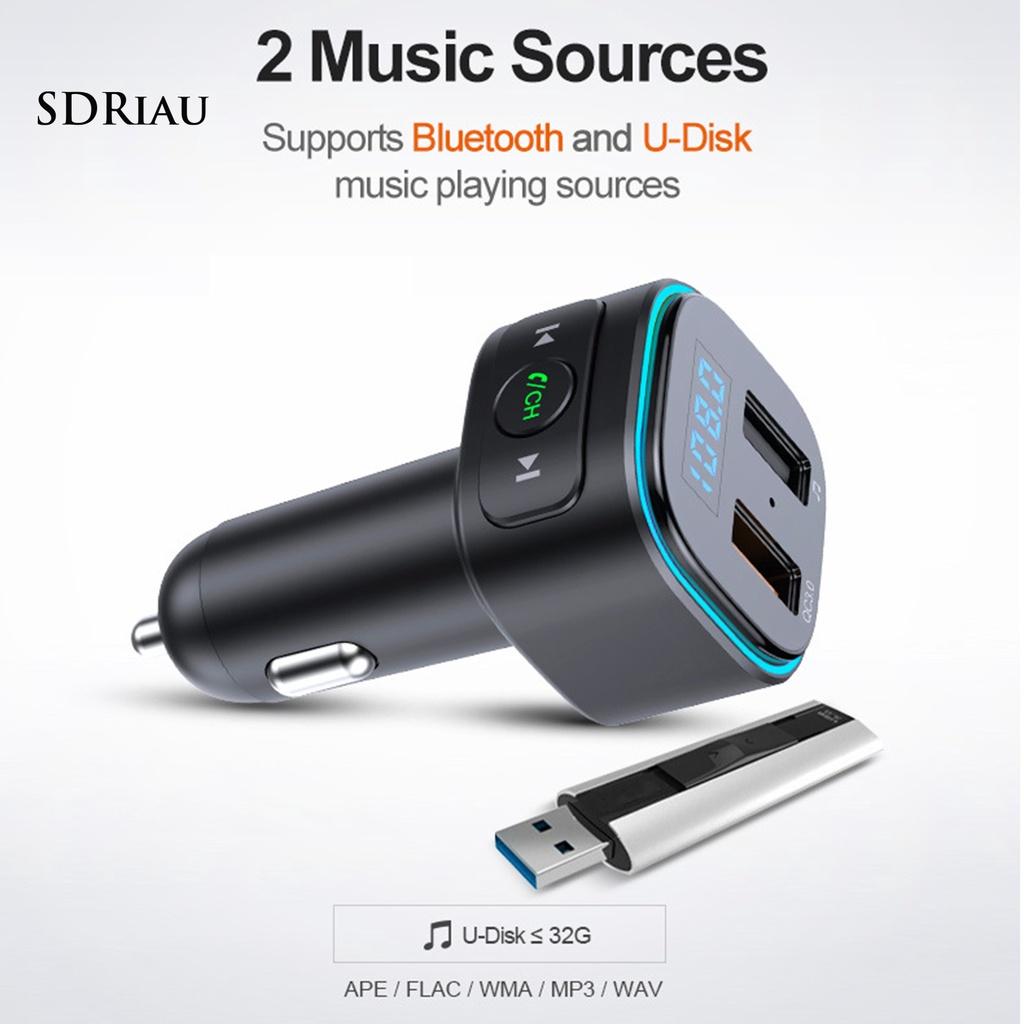 *QCDZ* T46 FM Transmitter QC3.0 Dual USB Black Noise Reduction MP3 Player Car Charger for Auto