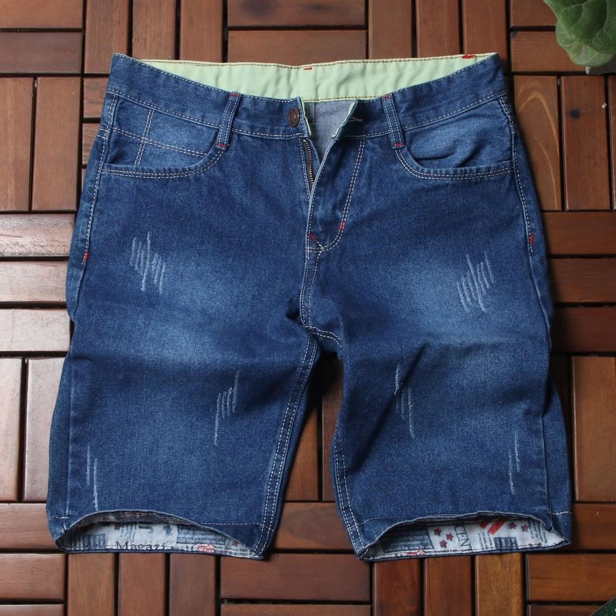 Quần short jean nam xanh cào xước GN37 Gấu Nâu