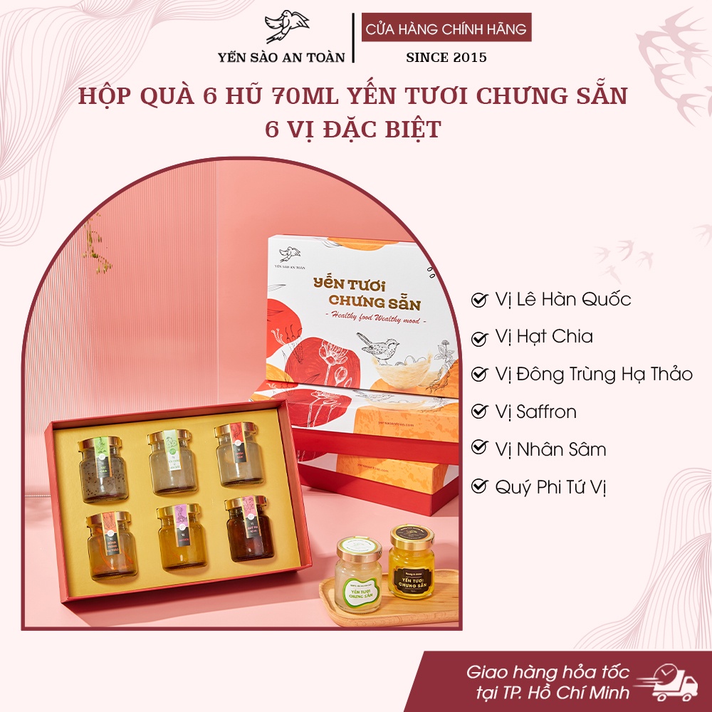 Hộp quà Tết 2024 cao cấp sang trọng và ý nghĩa mix đến 10 vị yến chưng sẵn ĐẬM ĐẶC YẾN TƯƠI từ Yến Sào An Toàn