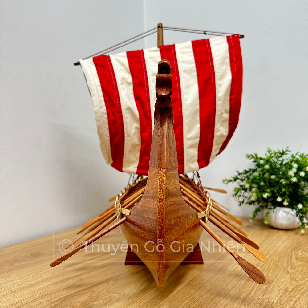 Mô Hình Thuyền Gỗ Phong Thủy Gia Nhiên, Thuyền Buồm Gỗ DRAKKAR VIKING Dài 60cm, Thuyền Trang Trí Xuất Khẩu Chất Lượng Cao