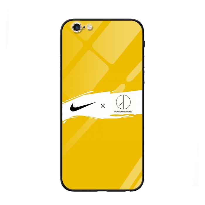 Ốp lưng kính cường lực cho iPhone 6 /6s Nền Peace Nền Vàng - Hàng Chính Hãng