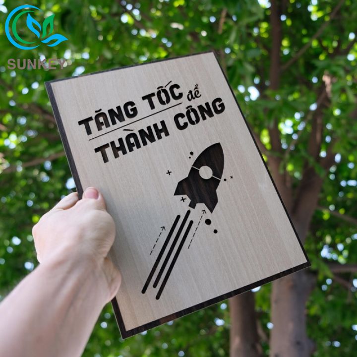 Tranh Gỗ Treo Tường - Tranh Động Lực Slogan - Tăng Tốc Để Thành Công - Trang Trí Nhà Cửa, Văn Phòng Làm Việc, Tạo Động Lực