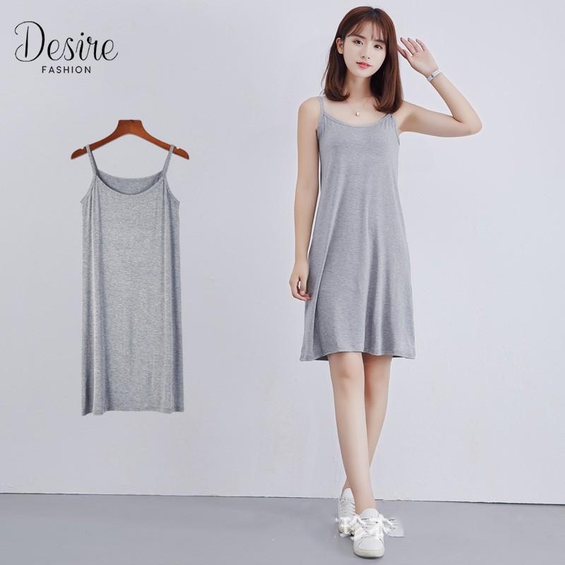 Váy hai dây thun - Váy mặc lót thun dáng suông cổ ngang