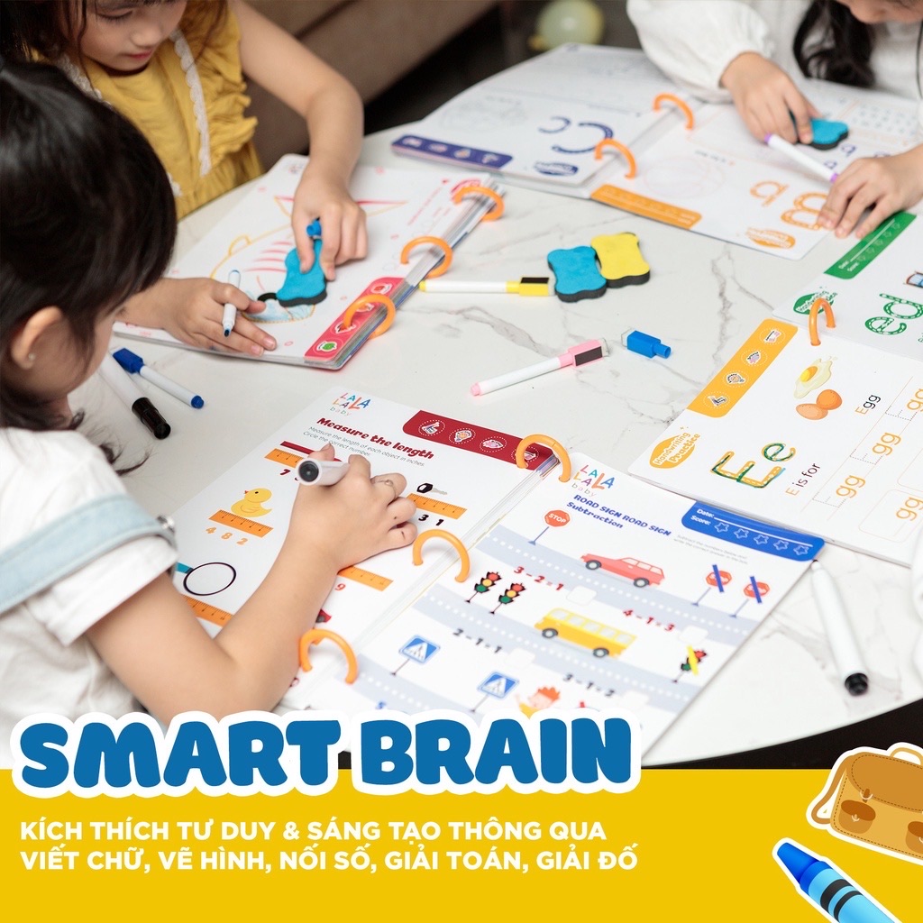 Đồ chơi Giáo dục sớm Thẻ Flashcard thông minh cho bé xóa được, học liệu giáo dục sớm thương hiệu Lalala Baby (Shape Me - Write Me - Math Me - Learn Me)