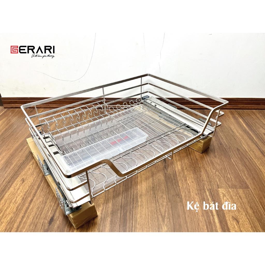 Kệ bát đĩa nan dẹt thương hiệu Gerari chất liệu Inox 304 bóng mờ cao cấp kèm che ray inox