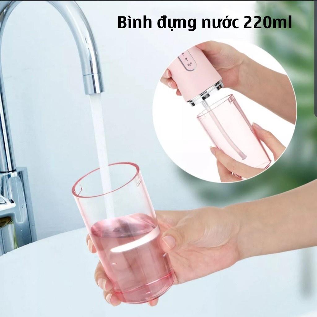 Máy Tăm Nước cầm tay, Tăm nước vệ sinh răng miệng cực sạch công nghệ Châu Âu, 3 chế độ xịt, 4 đầu xịt