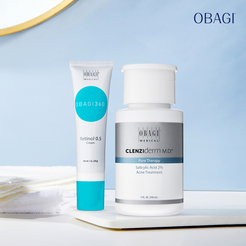 Combo Sản phẩm hỗ trợ giảm mụn, thâm nám Obagi Clenziderm Pore 2% BHA 148ml + Obagi Retinol 0.5 (28g)(Hàng xách tay)