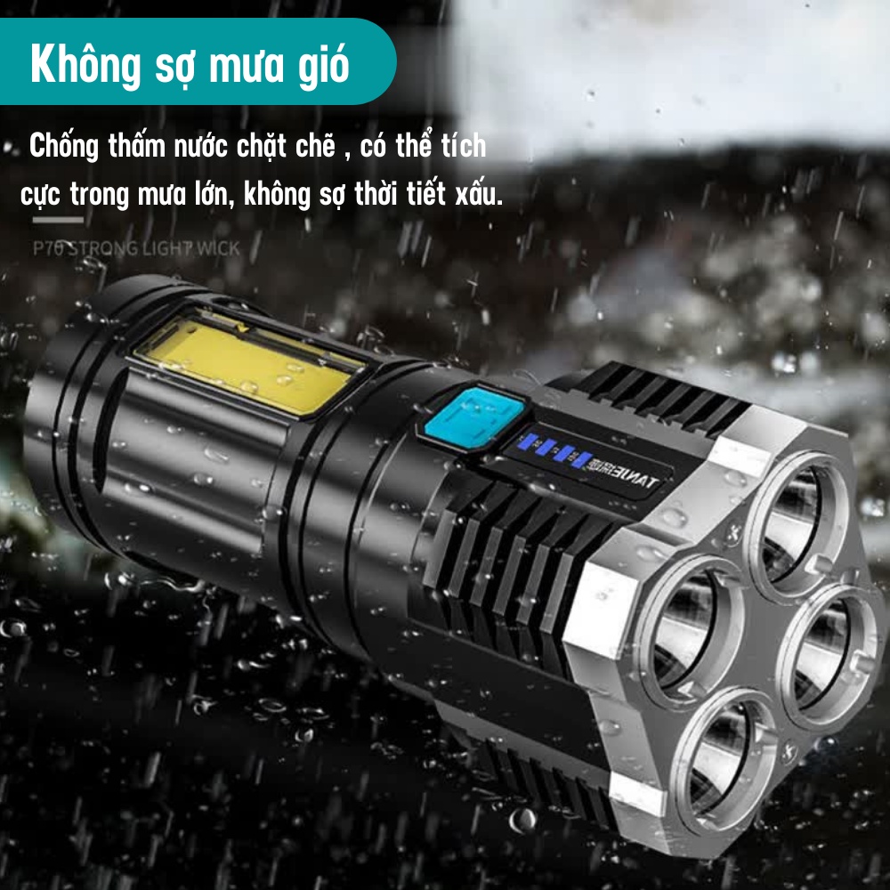 [Có sẵn] Đèn pin led, đèn pin siêu sáng, đèn pin mini dùng cho cắm trại, có thể sạc được bằng USB