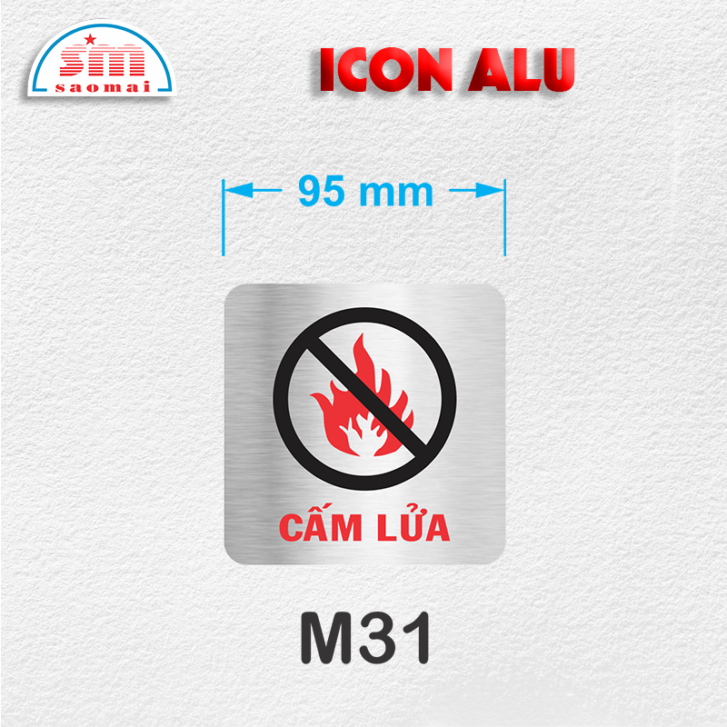 Icon Alu 9.5x9.5cm bạc xước