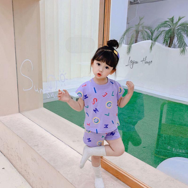 Bộ đồ hè màu tím cho bé gái mẫu mới 2021