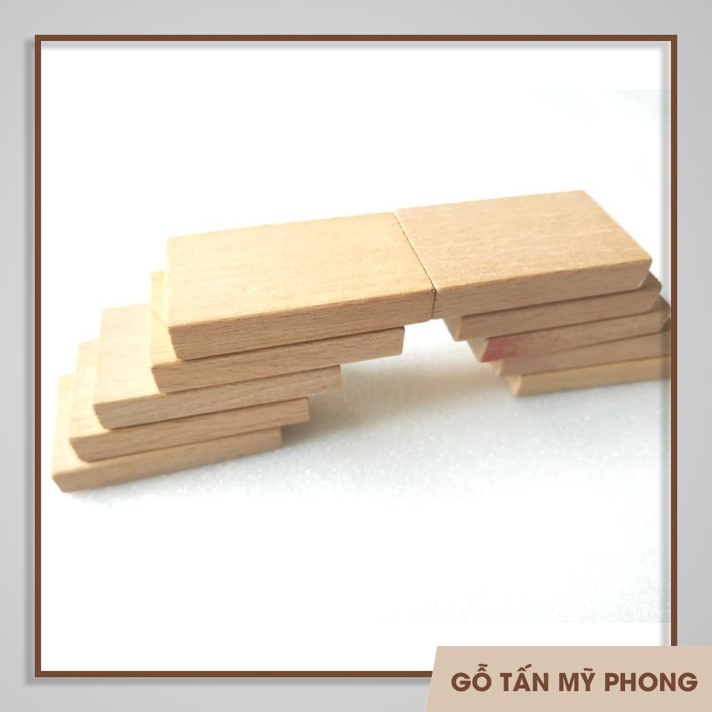 Bộ 10 khối gỗ (miếng gỗ) dẹp chữ nhật 50x30x9mm làm đồ chơi xếp hình, lắp ráp, trang trí, thủ công, điêu khắc