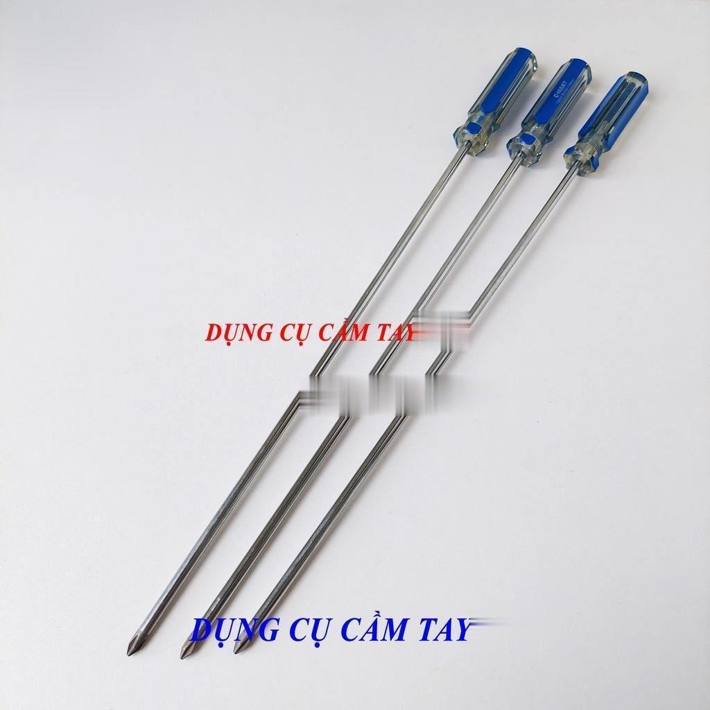 Tô vít dài 5x300 mm - Tuốc nơ vít dẹt, 4 cạnh cán cứng nhựa trong C-Mart